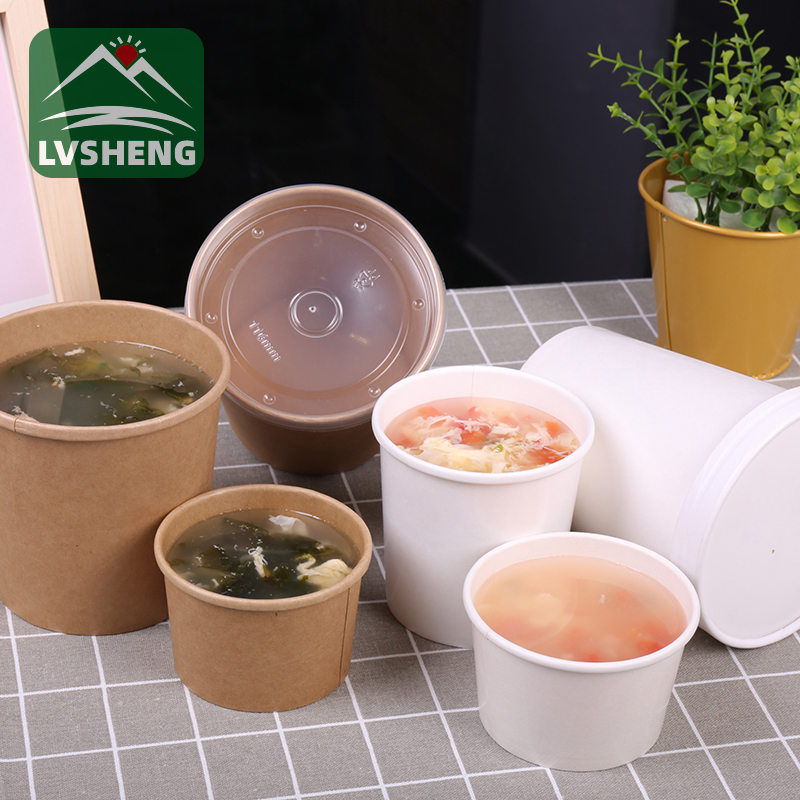 Ang Lvsheng nga pagputos sa papel Naglunsad sa 100% Compostable Kraft Paper Soup Bowl nga adunay Taklob