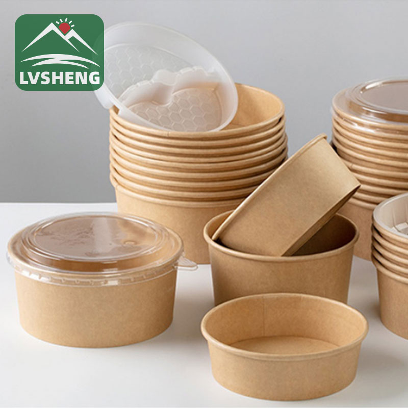 Papel Bowl nga adunay Convex Lid 24oz